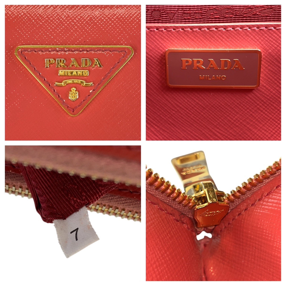 PRADA Handbag leather Pink Gold Metal Handbag Tote Bag Shoulder Bag 2way Safiano Women