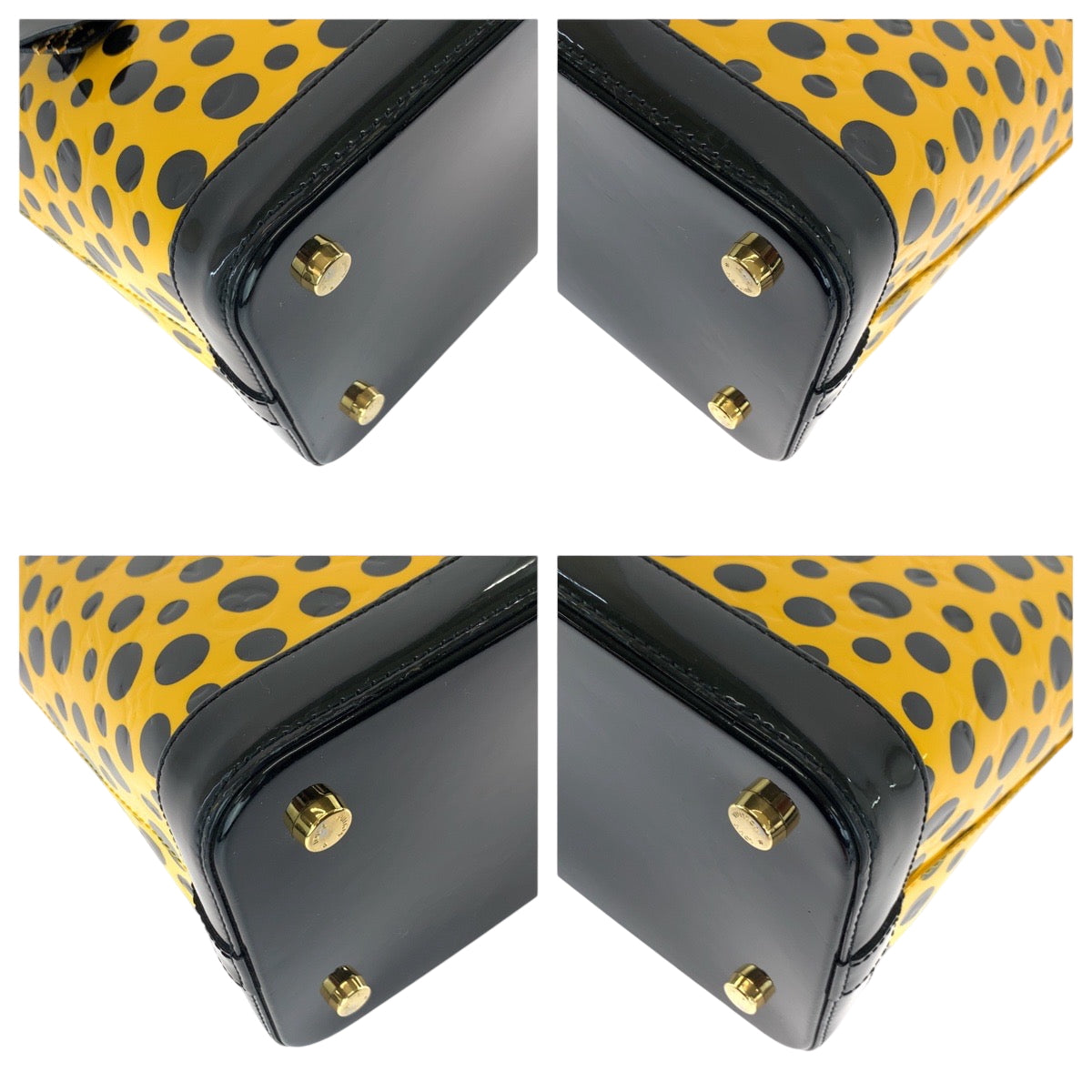 LOUIS VUITTON Handbag Patent leather Jaune Yellow Black Gold Metal Handbag LockitMM Women