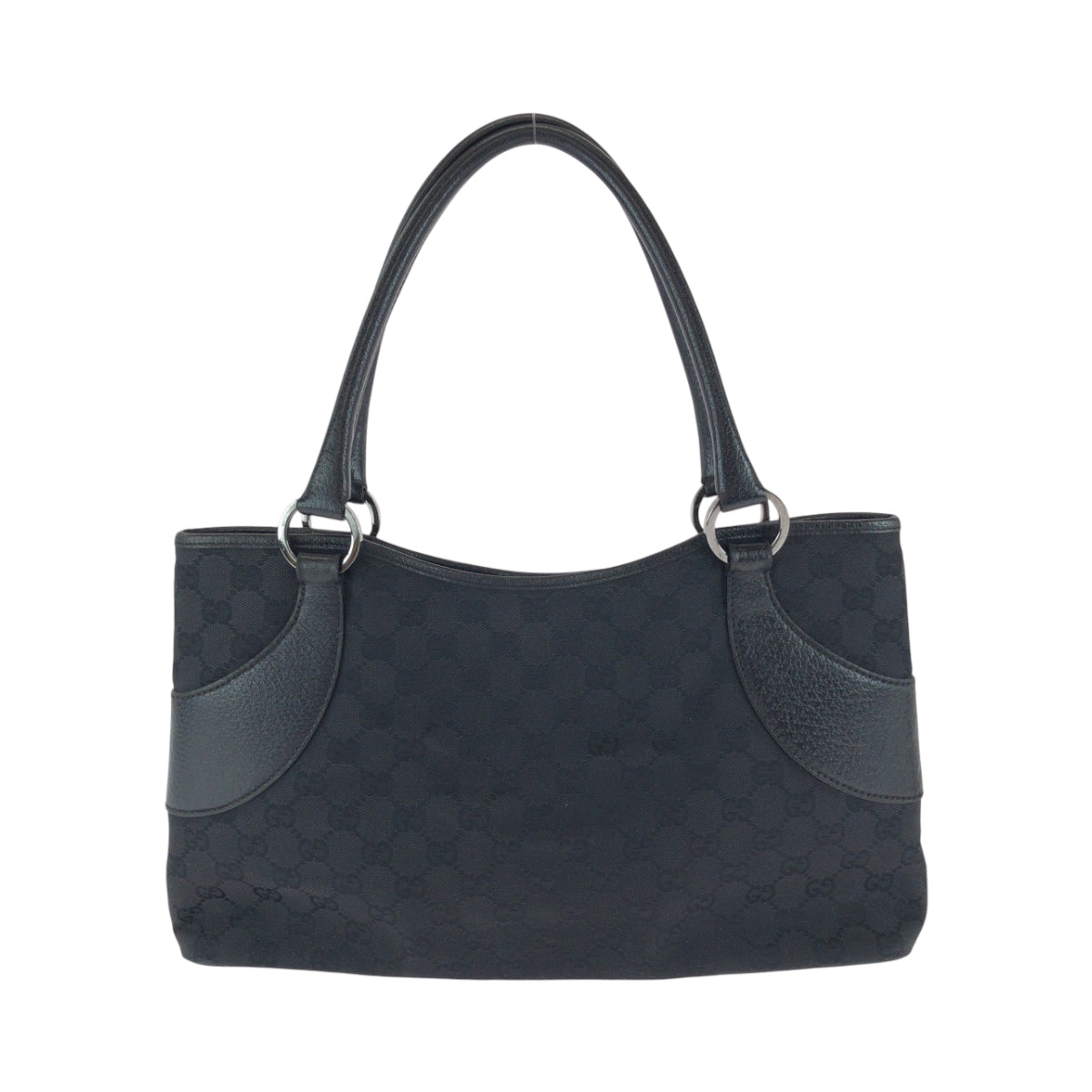 GUCCI Tote Bag 113015 GG canvas Black SilverMetal Tote Bag handbag Women