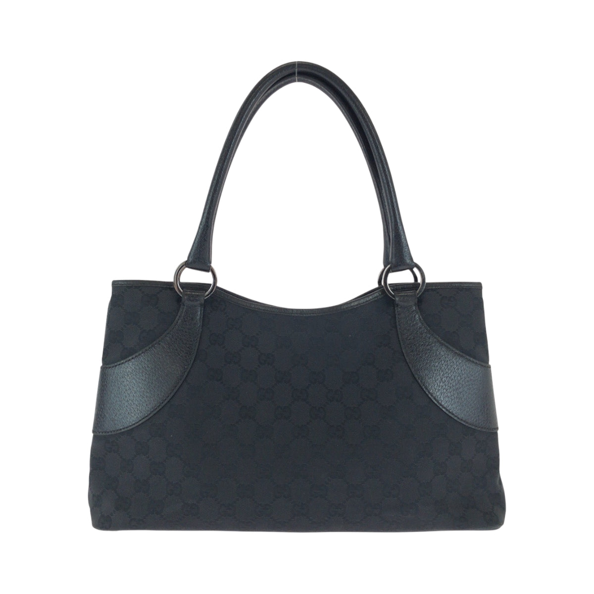 GUCCI Tote Bag 113015 GG canvas Black SilverMetal Tote Bag handbag Women