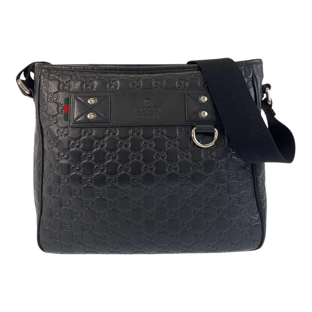 GUCCI Shoulder Bag 322080 leather Black SilverMetal Shoulder Bag Messenger bag Shelly line Guccisima mens