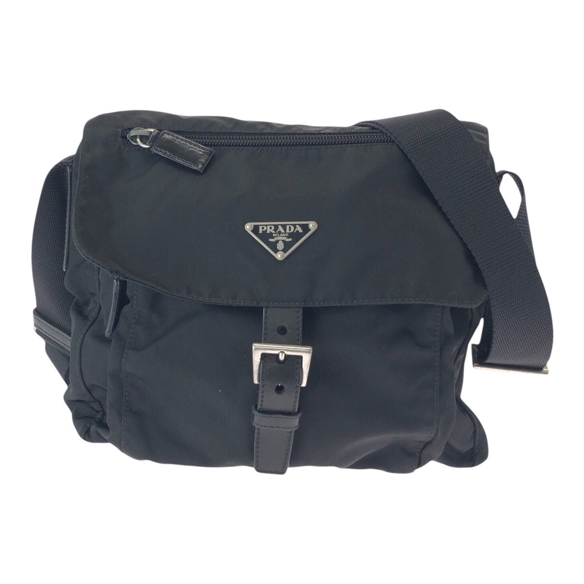 PRADA Shoulder Bag 50 Nylon Black SilverMetal Crossbody Shoulder Bag Unisex Test Triangle With logo Women(Unisex)