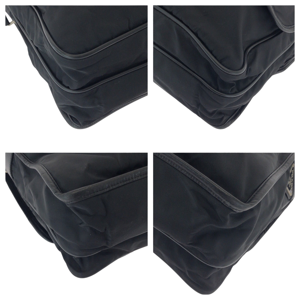 PRADA Shoulder Bag Nylon Black SilverMetal Shoulder Bag Messenger bag Test Triangle With logo mens