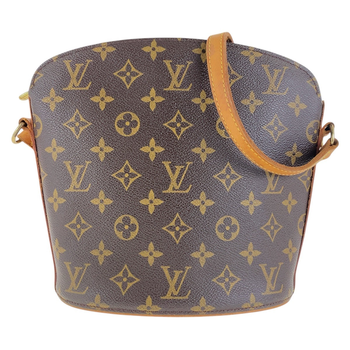 LOUIS VUITTON Shoulder Bag PVC Brown Gold Metal Crossbody Shoulder Bag Monogram Drouot Women