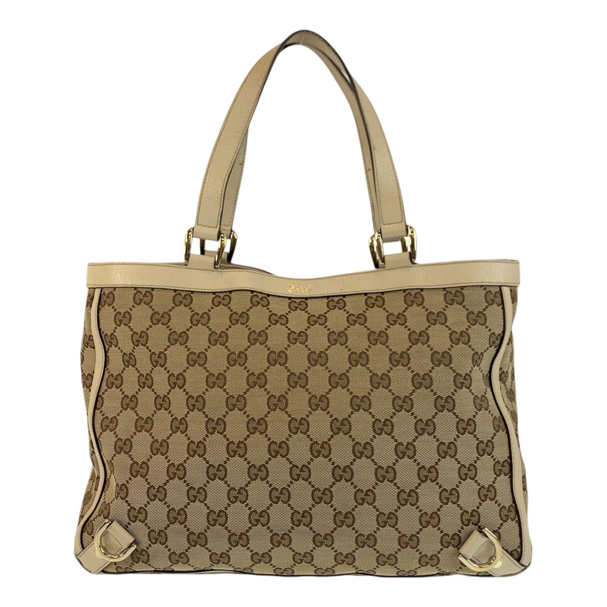 GUCCI Tote Bag 170004 GG canvas, leather Beige Gold Metal Tote Bag Shoulder Bag Women