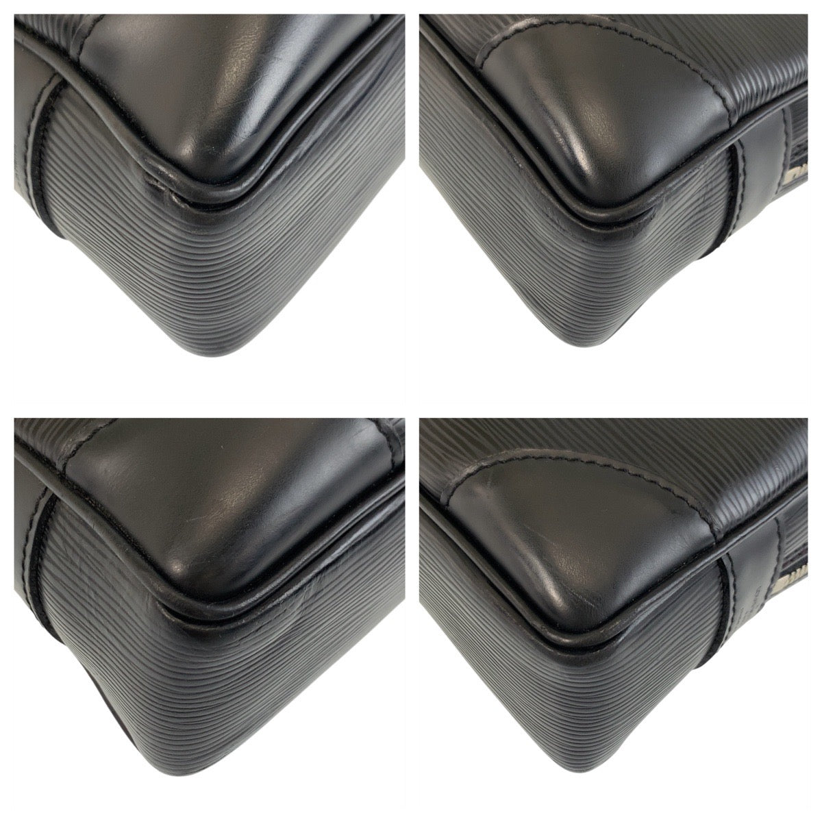 LOUIS VUITTON Business bag leather Noir Black SilverMetal Business bag briefcase Epi Porte Documan Voyagej mens