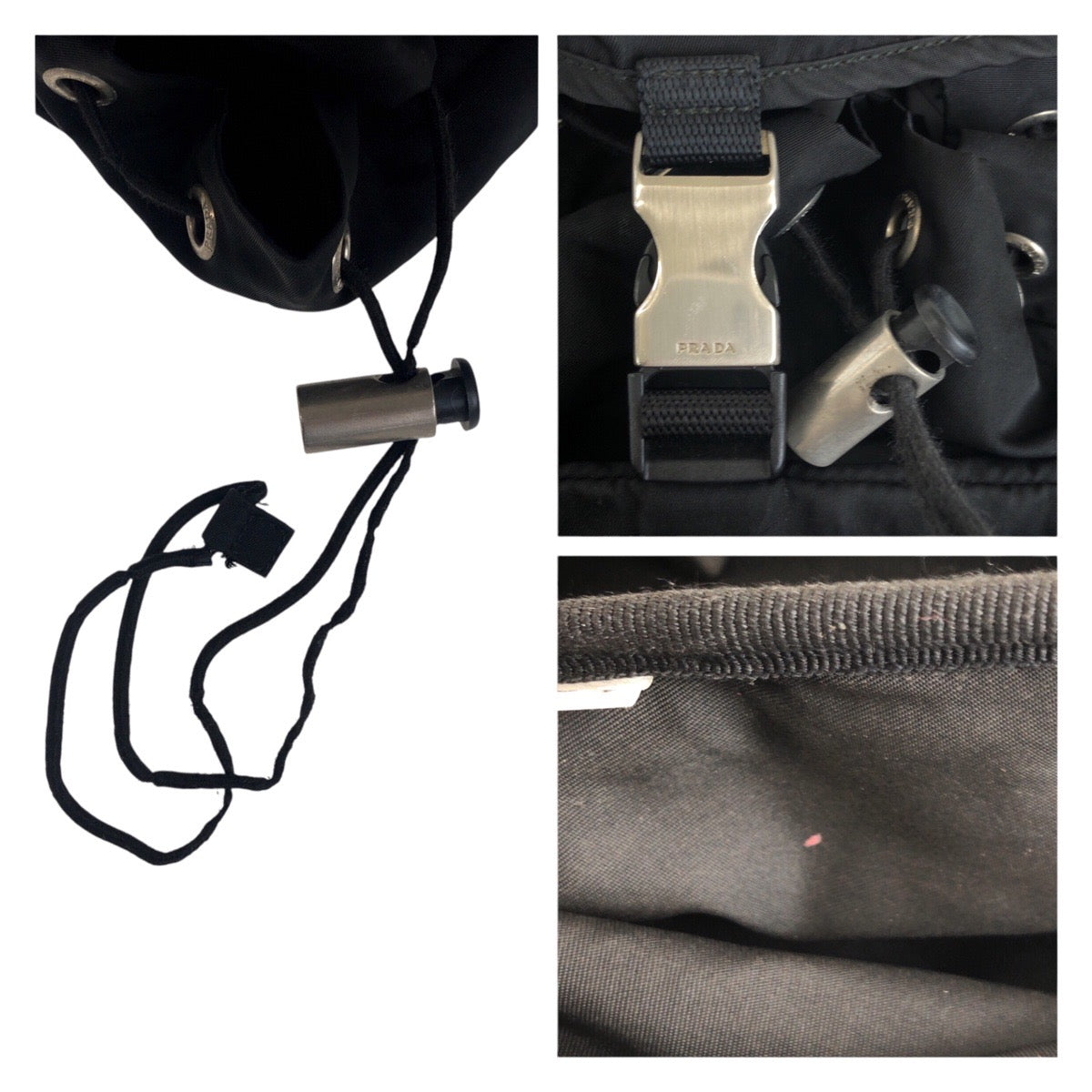 PRADA Backpack Nylon Black SilverMetal Backpack Test Triangle With logo Women