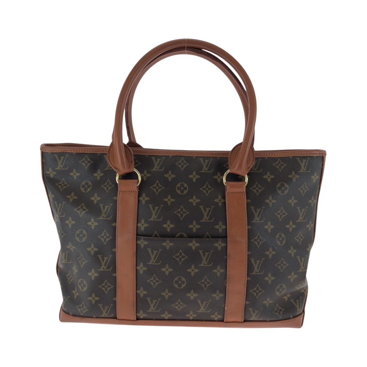 LOUIS VUITTON Tote Bag PVC Brown Gold Metal Tote Bag Shoulder Bag Monogram Weekend PM Women