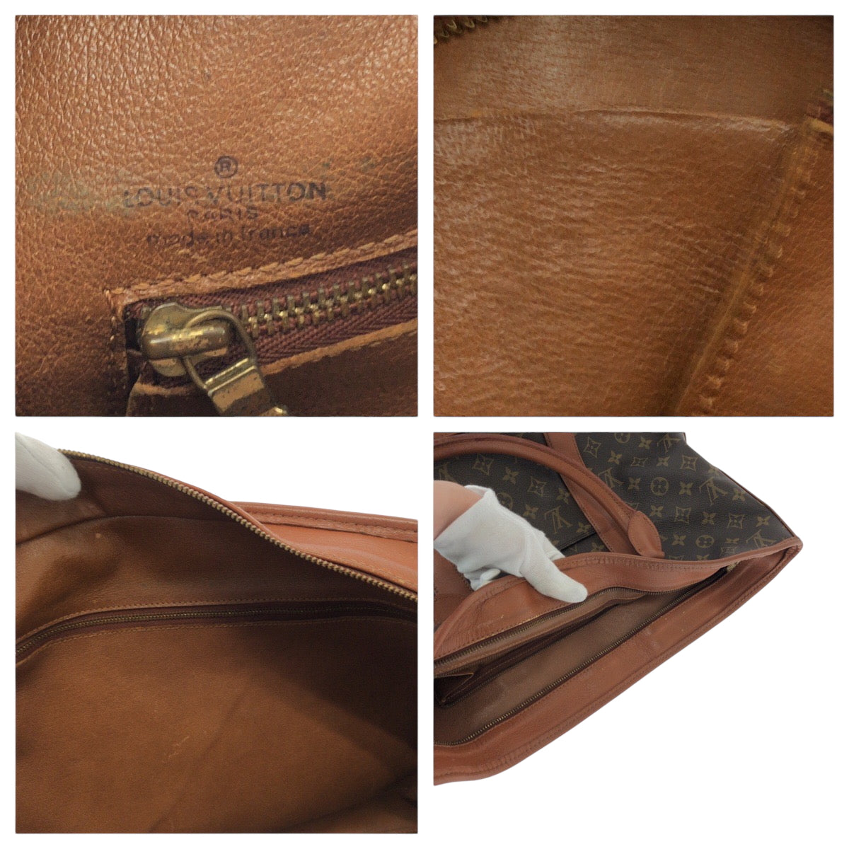 LOUIS VUITTON Tote Bag PVC Brown Gold Metal Tote Bag Shoulder Bag Monogram Weekend PM Women