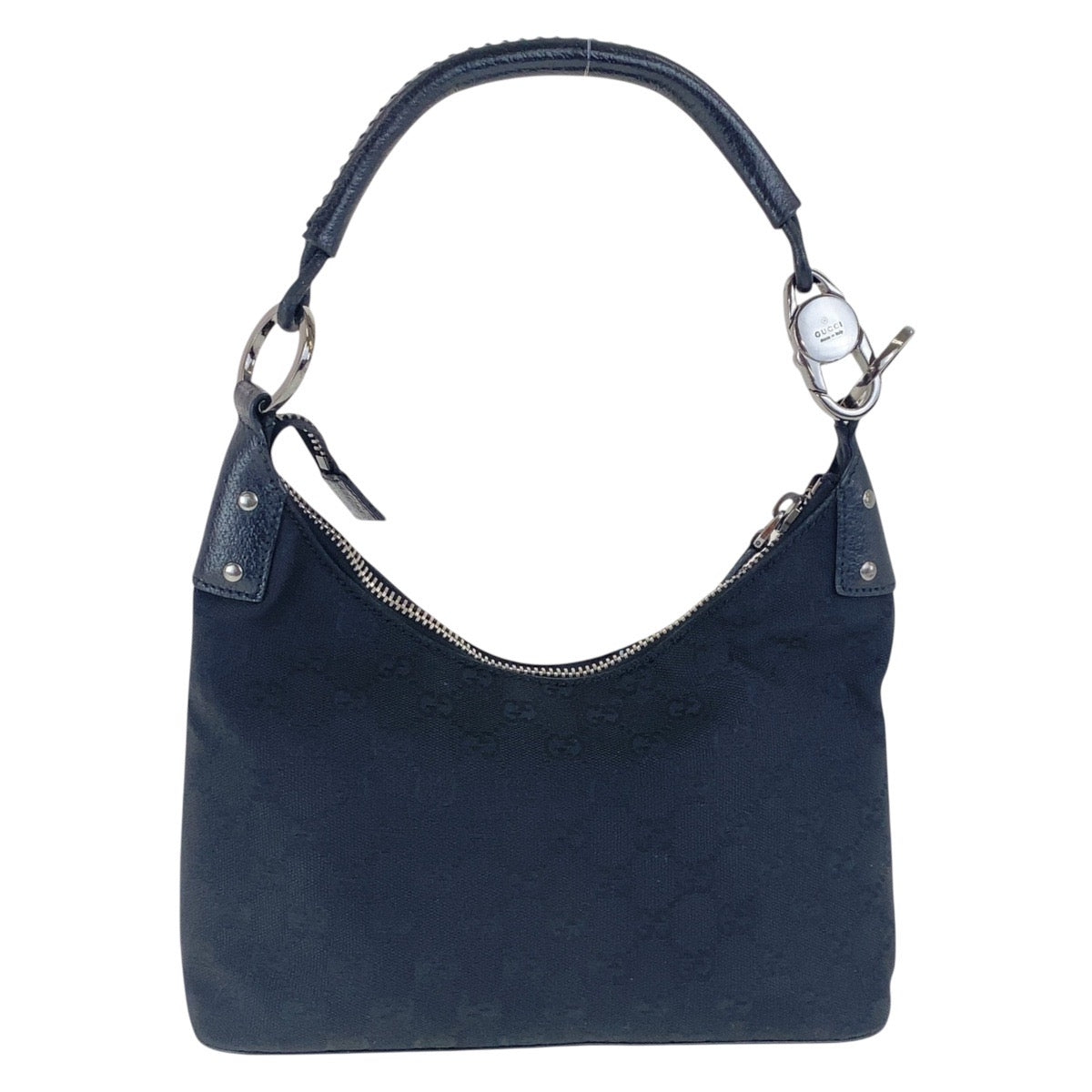GUCCI Shoulder Bag 115002 GG canvas, leather Black SilverMetal Hobo Shoulder Bag Women