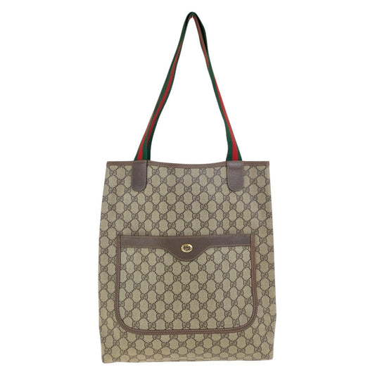 GUCCI Tote Bag 39 02 003 GG Supreme canvas, leather Brown Tote Bag Shoulder Bag Old Gucci Shelly Line Women