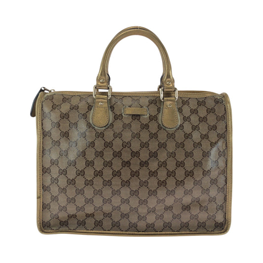 GUCCI Tote Bag 190259 PVC Brown Gold Gold Metal Tote Bag handbag GG crystal Women
