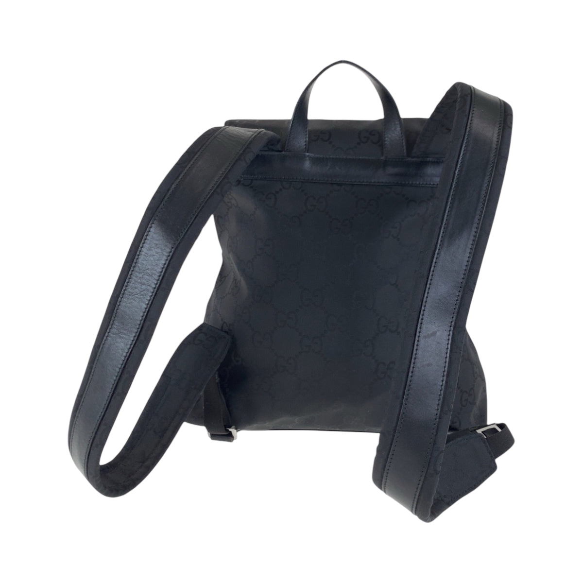GUCCI Backpack 003 0238 Nylon Black SilverMetal Backpack Backpack GG pattern Women