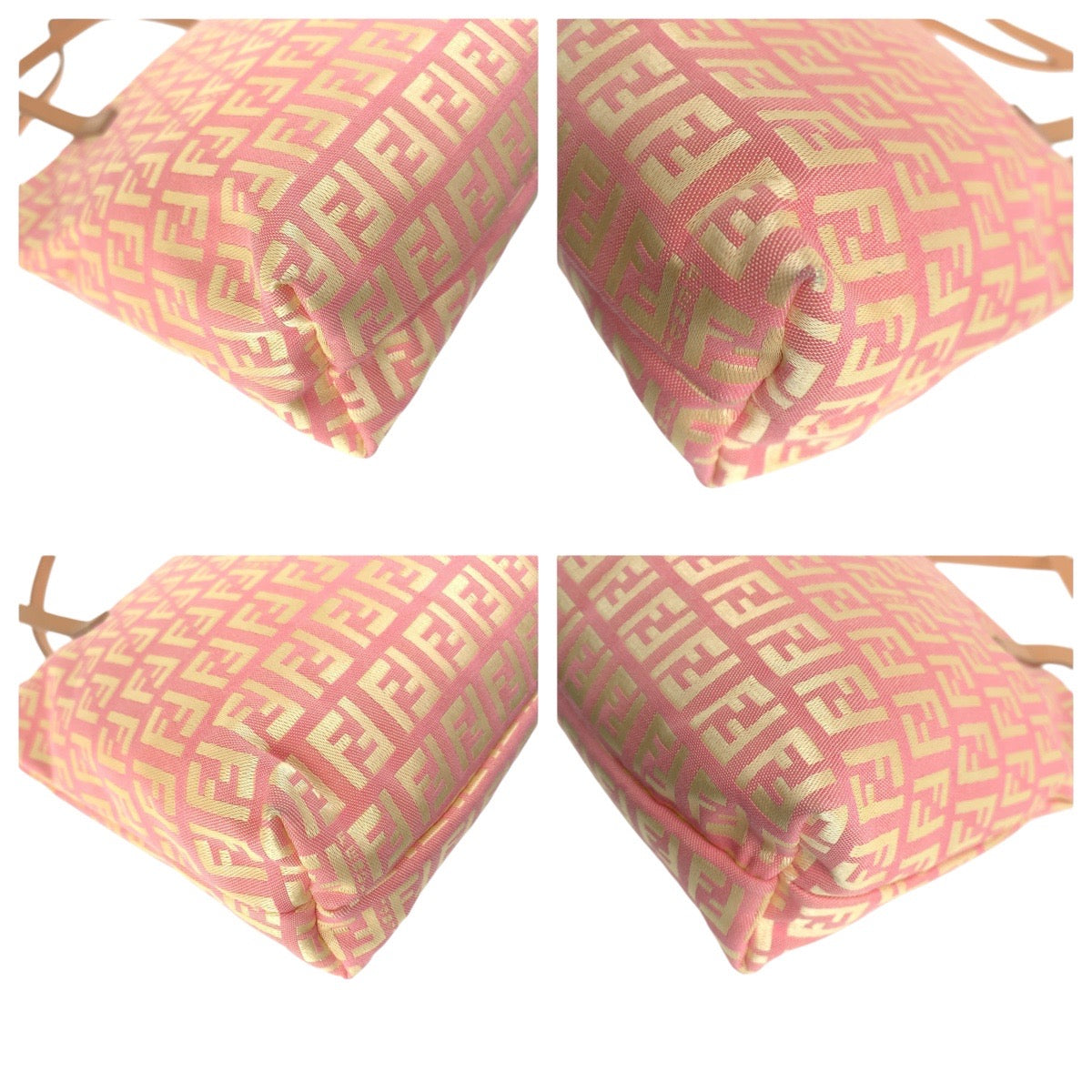 FENDI Tote Bag 2305 8BH021 028 Canvas, Leather Pink Beige Gold Metal Tote Bag Shoulder Bag Zucchino Women