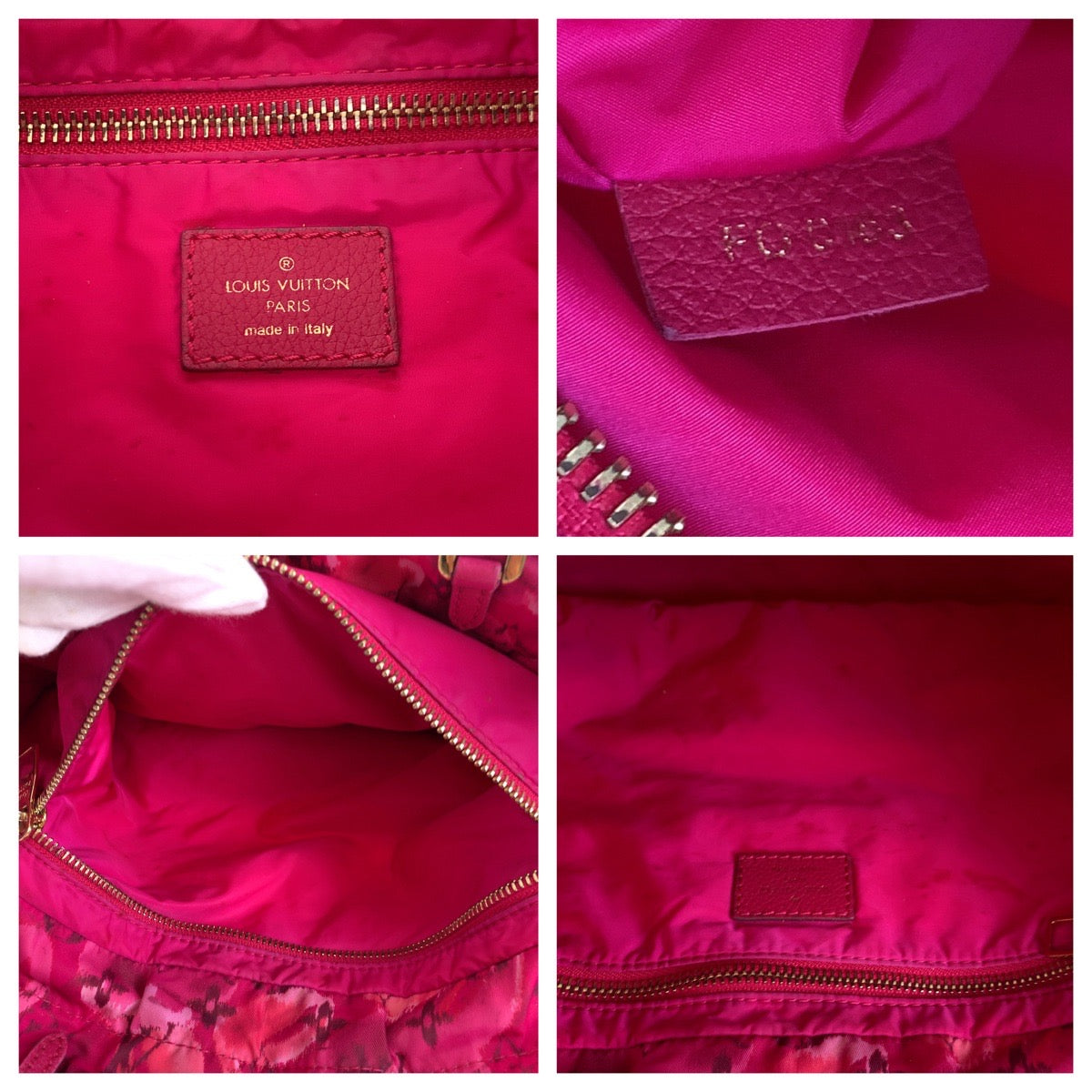 LOUIS VUITTON Tote Bag Nylon Rose Andian Pink Gold Metal Ikat flower Noeful MM