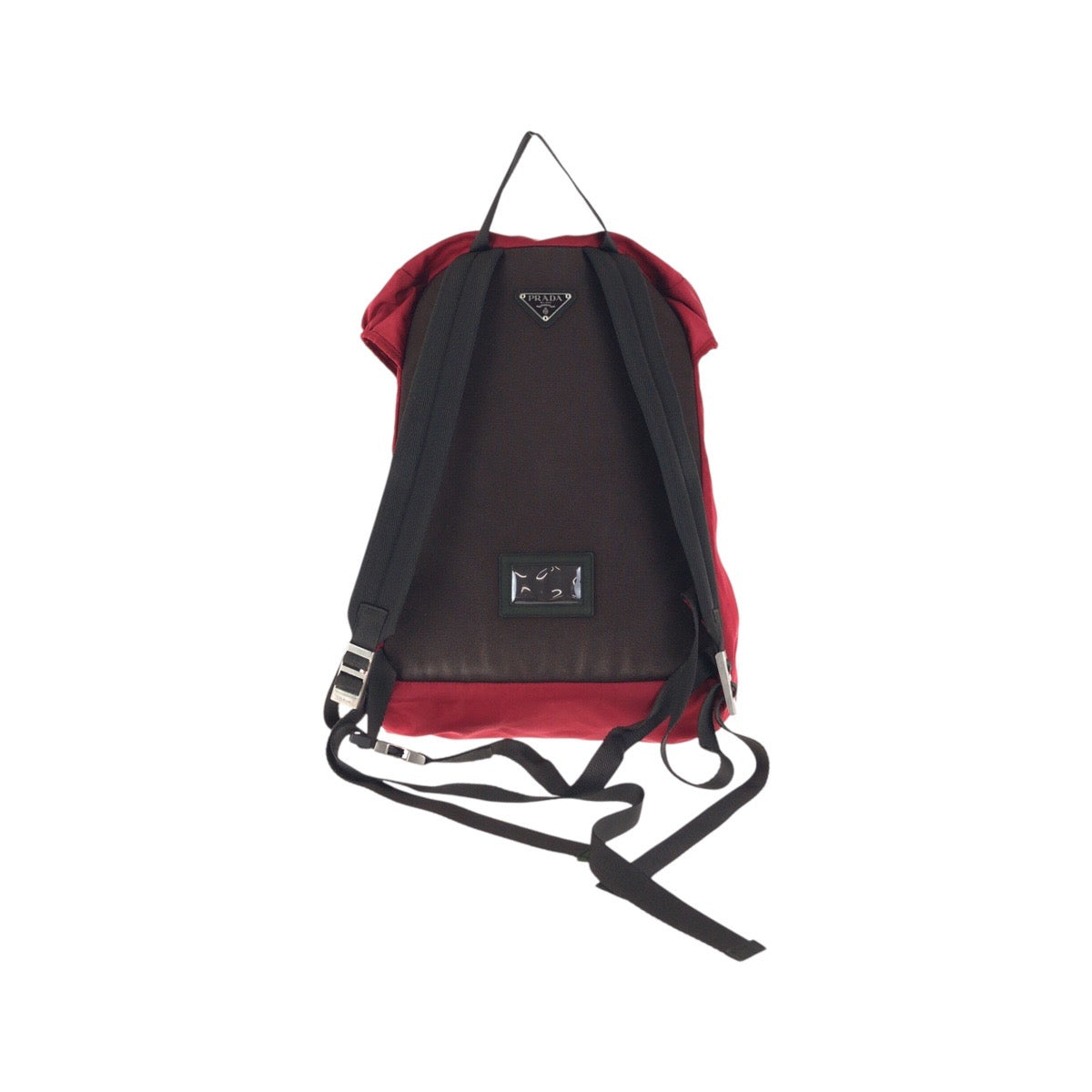 PRADA Backpack Nylon Red Khaki SilverMetal Backpack Daypack Test Triangle With logo mens