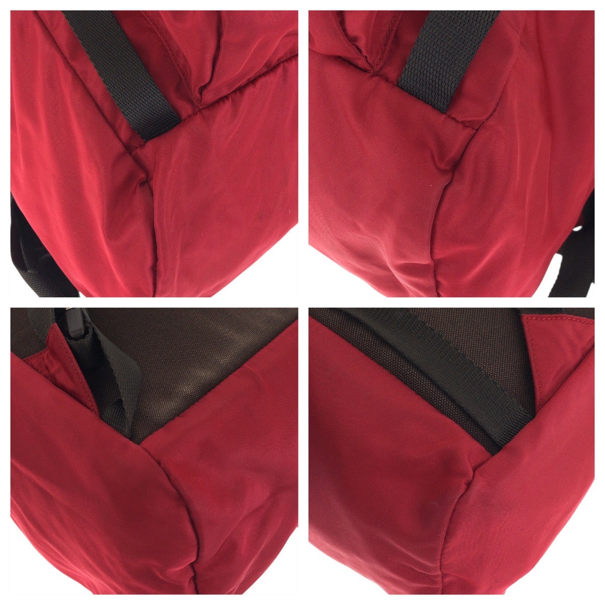 PRADA Backpack Nylon Red Khaki SilverMetal Backpack Daypack Test Triangle With logo mens