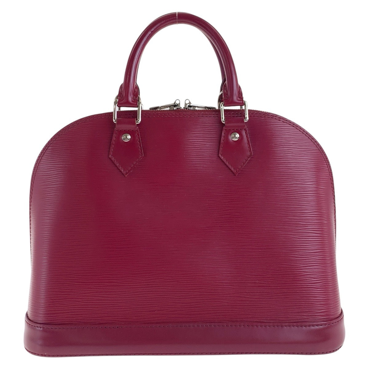 LOUIS VUITTON Handbag leather Fuchsia Wine Red Bordeaux SilverMetal Epi Alma Women
