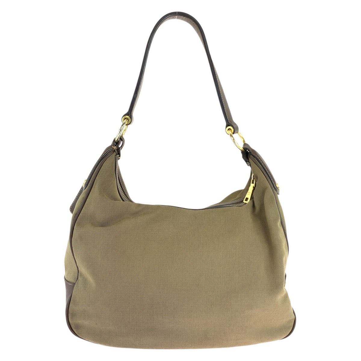 Prada Logo Jacquard Canvas Leather Shoulder Bag