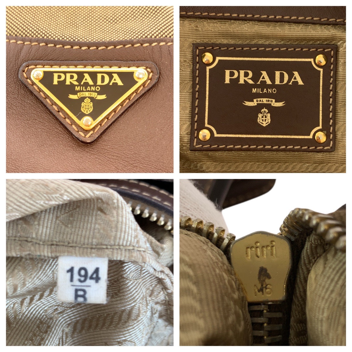 Prada Logo Jacquard Canvas Leather Shoulder Bag