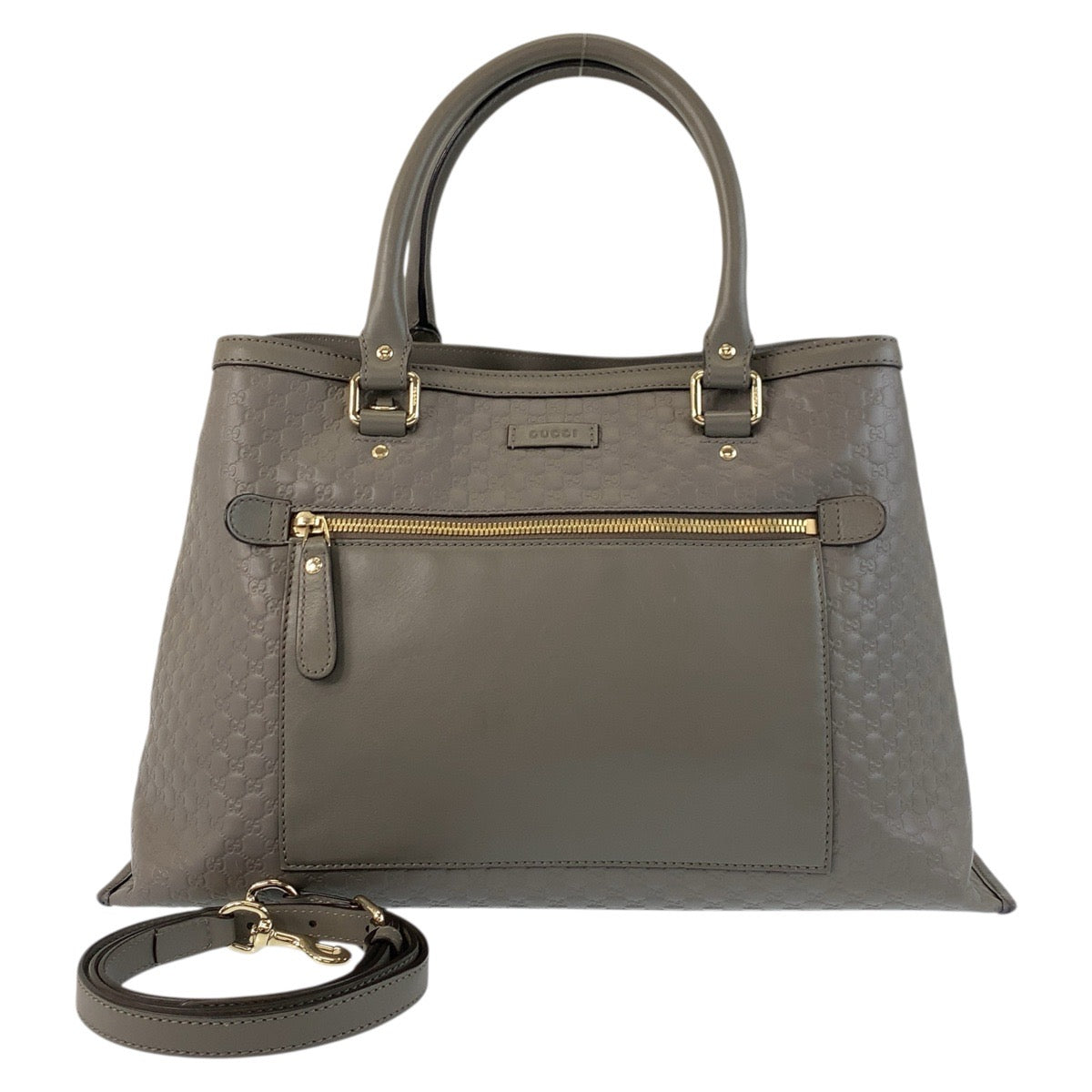 GUCCI Tote Bag 510291 leather Grey GoldMetal Tote Bag Shoulder Bag 2way Micro Guccisima Women