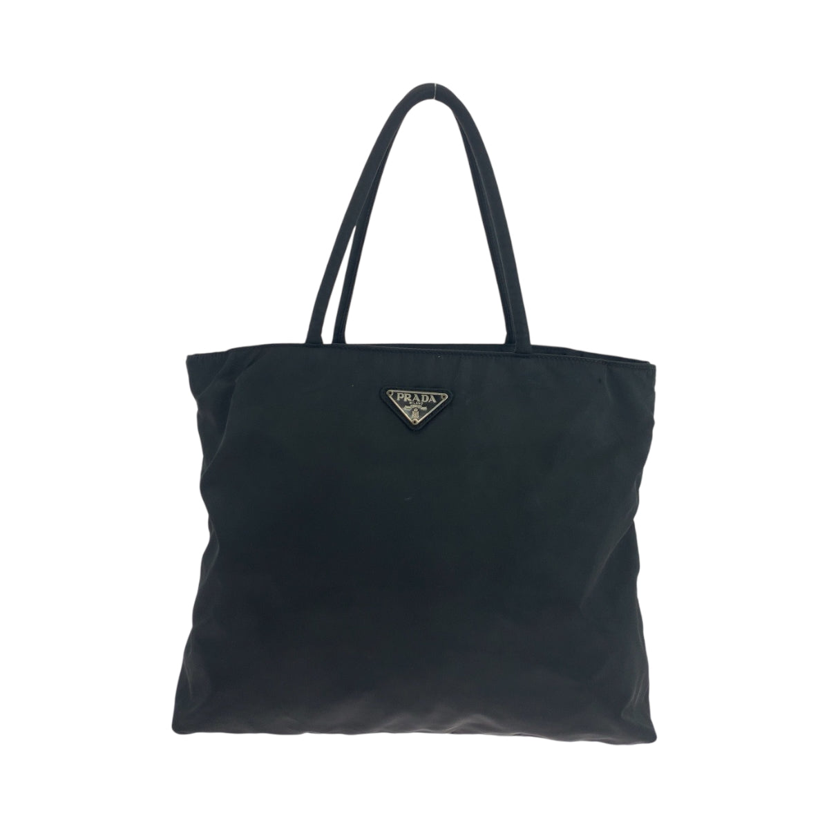 PRADA Tote Bag Nylon Black Silver Metal Tote Bag Shoulder Bag Test Triangle With logo Women