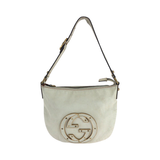 GUCCI Shoulder Bag 121552 leather White GoldMetal Hobo Shoulder Bag Soho Interlocking Women