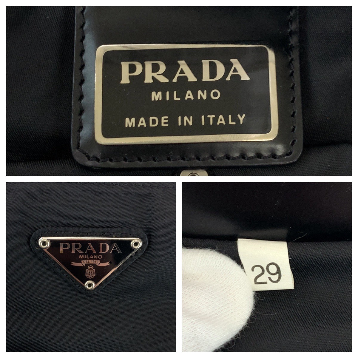 PRADA Shoulder Bag Nylon Black SilverMetal Shoulder Bag pochette Test Triangle With logo mens