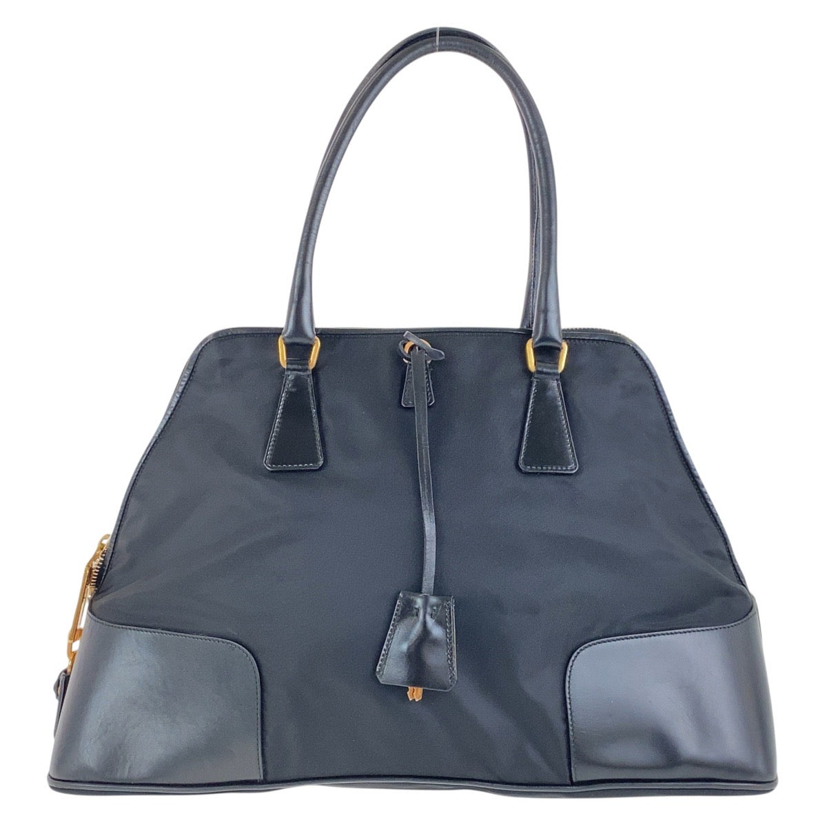 PRADA Shoulder Bag Nylon, Leather Black GoldMetal Shoulder Bag Tote Bag Test Triangle With logo Women