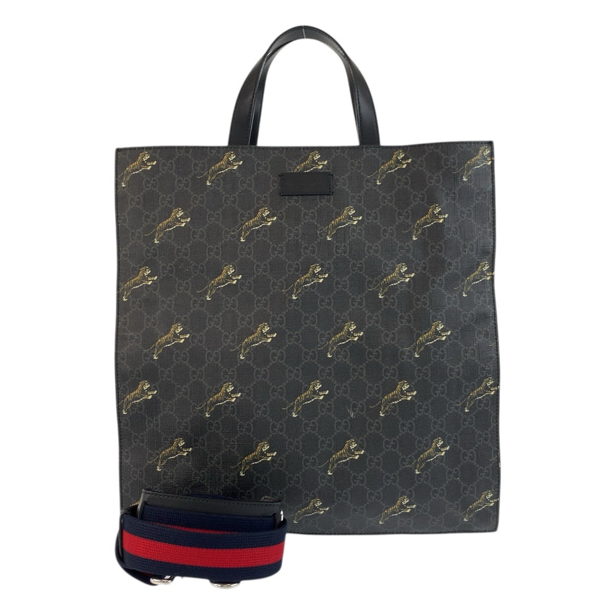 GUCCI Tote Bag 495559 GG Supreme canvas, leather Black SilverMetal Tote Bag Shoulder Bag 2way Sherry Line Tiger mens