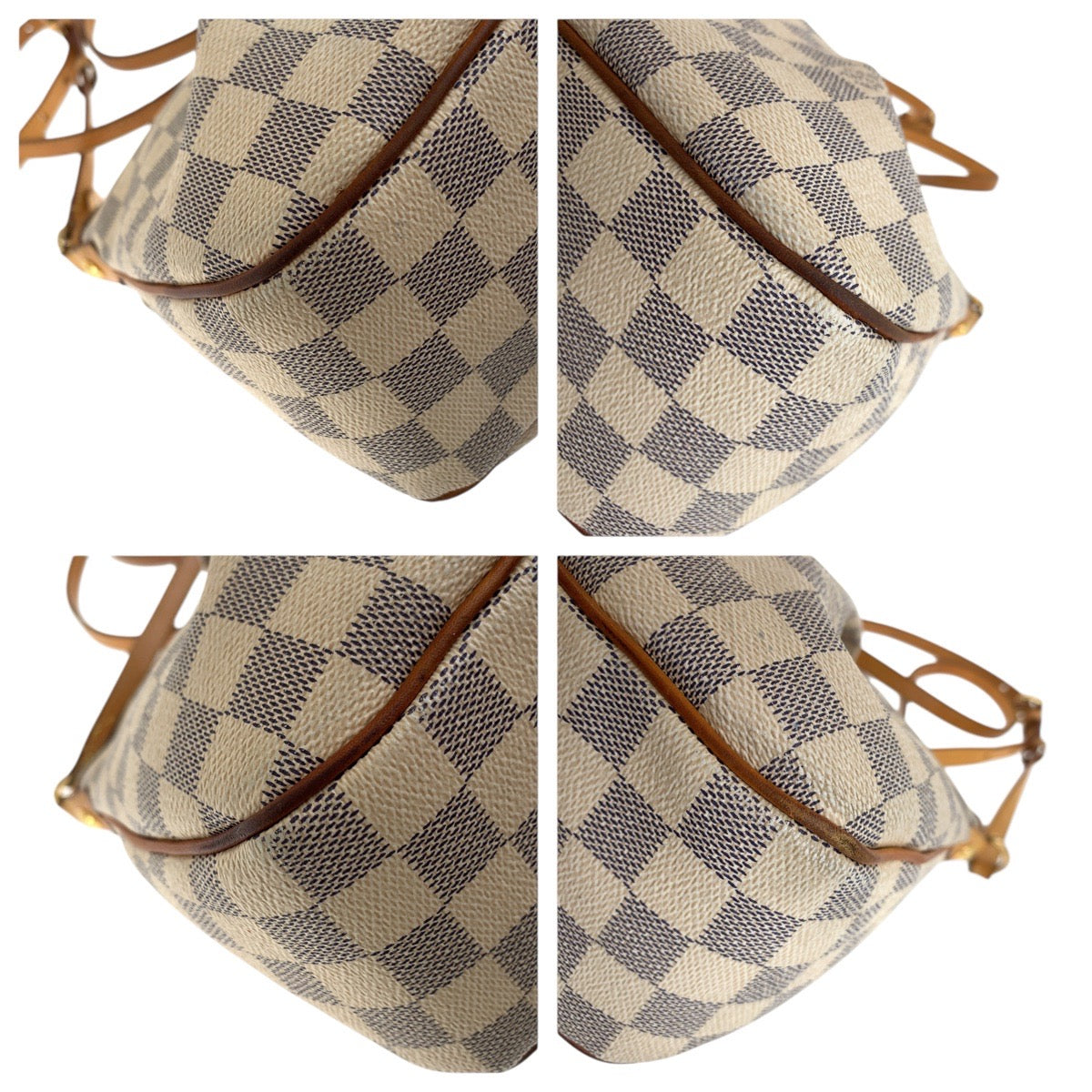 LOUIS VUITTON Shoulder Bag PVC, Leather White Gray Gold Metal Shoulder Bag pochette Damier Azur SiracusaPM Women