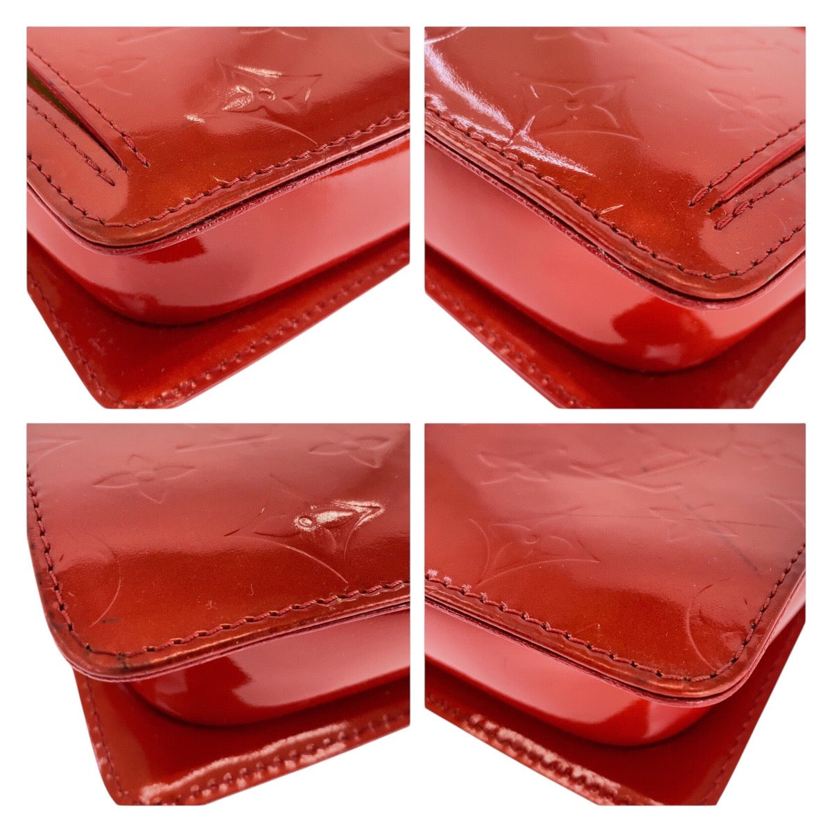 LOUIS VUITTON Shoulder Bag enamel Rouge Gold Metal Shoulder Bag Monogram Vernis Motto Women