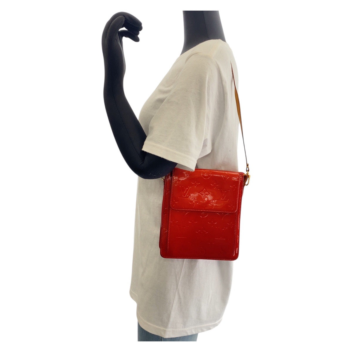 LOUIS VUITTON Shoulder Bag enamel Rouge Gold Metal Shoulder Bag Monogram Vernis Motto Women