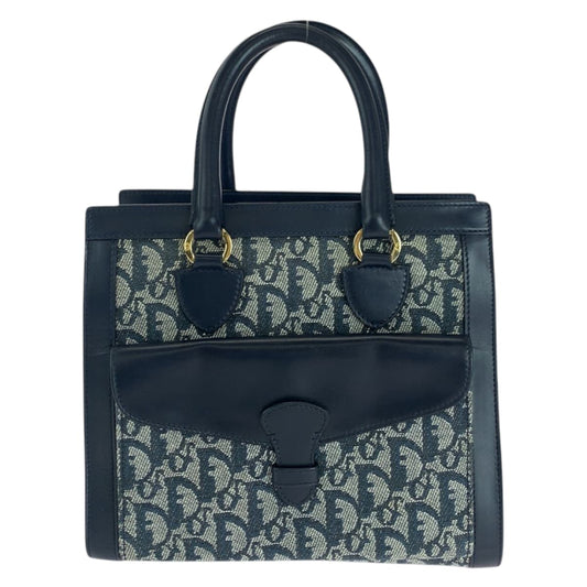 Dior Tote Bag Canvas, Leather Navy Gold Metal Tote Bag handbag Trotter Women