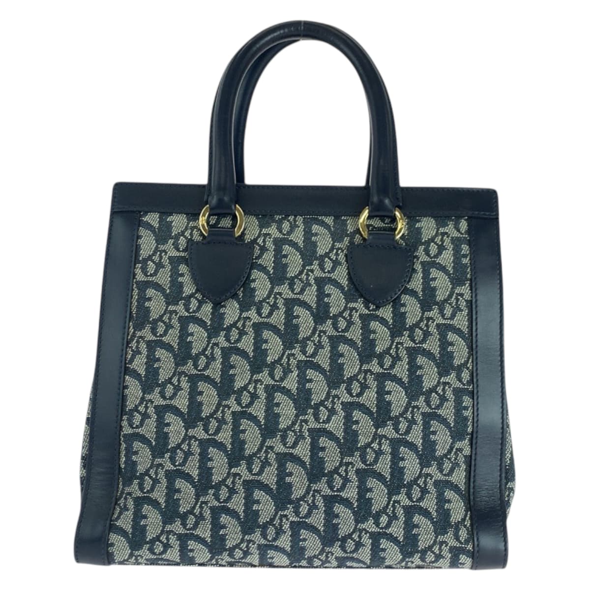 Dior Tote Bag Canvas, Leather Navy Gold Metal Tote Bag handbag Trotter Women