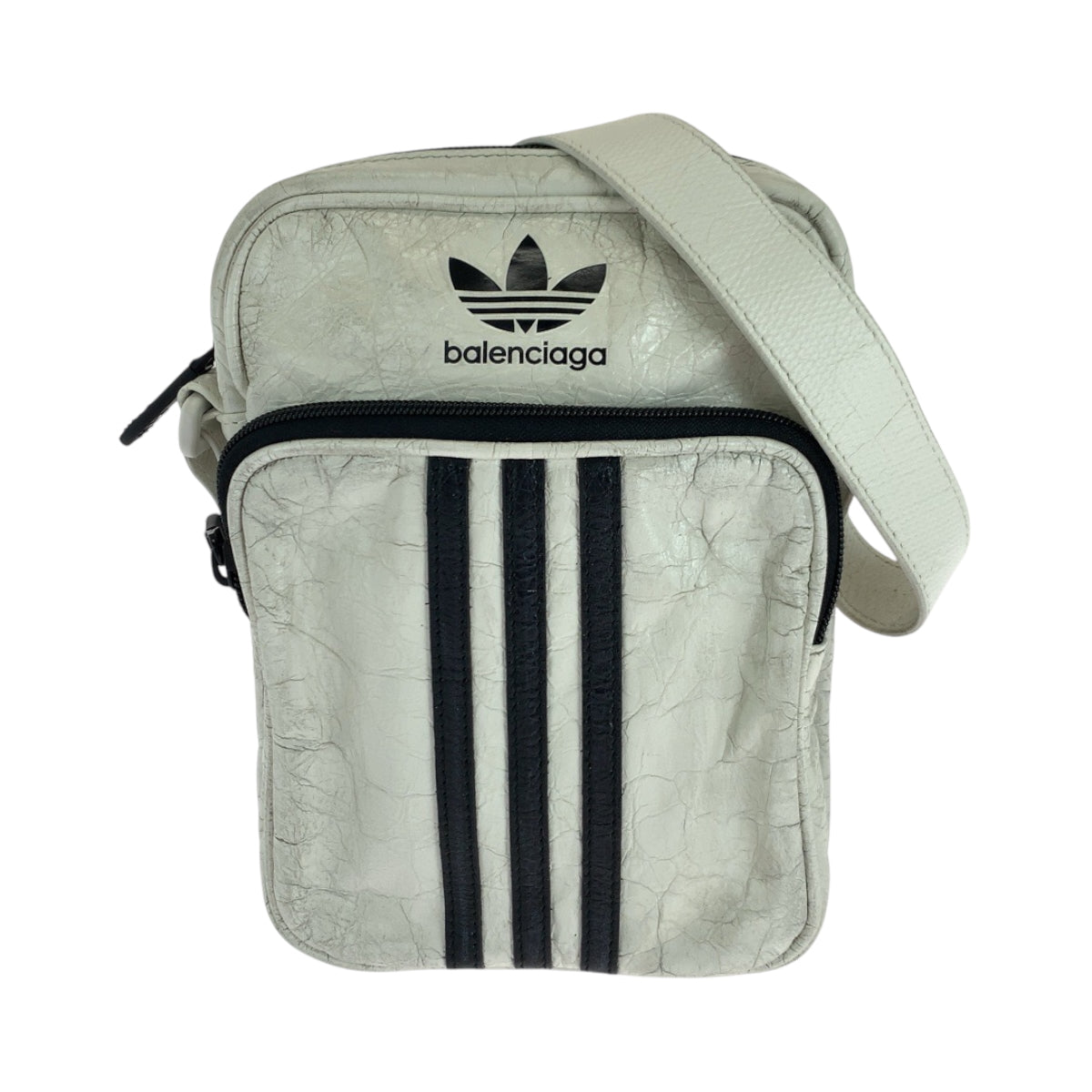 BALENCIAGA Shoulder Bag 721850 leather White Black White Metal Shoulder Bag pochette adidas collaboration Three stripes mens