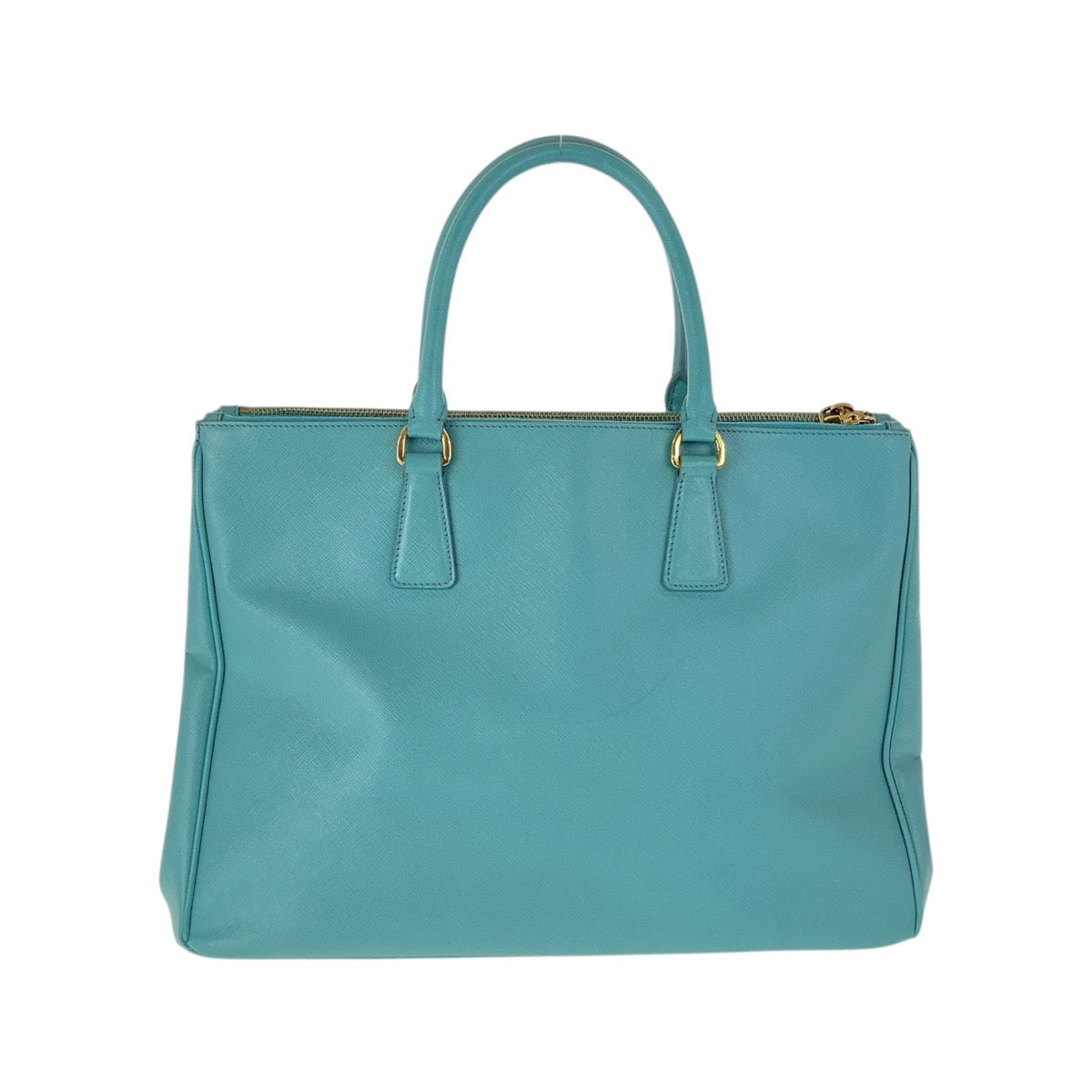 PRADA Tote Bag leather Green Mint Green Gold Metal Tote Bag handbag Safiano TriangleWith logo Galleria Women
