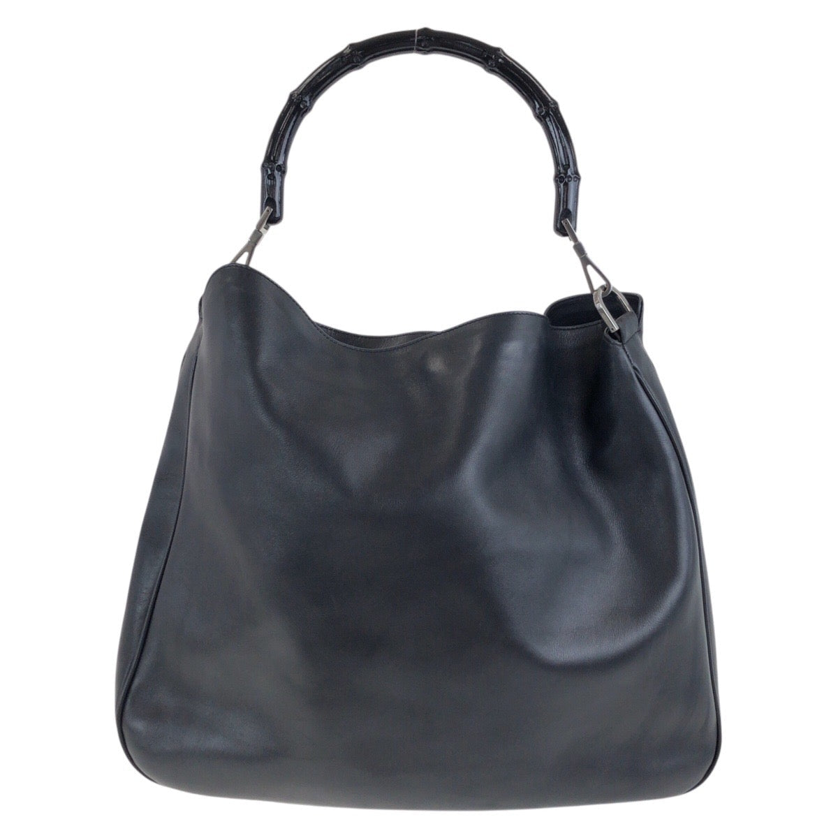 GUCCI Shoulder Bag 001 1577 leather Black SilverMetal Bamboo Women
