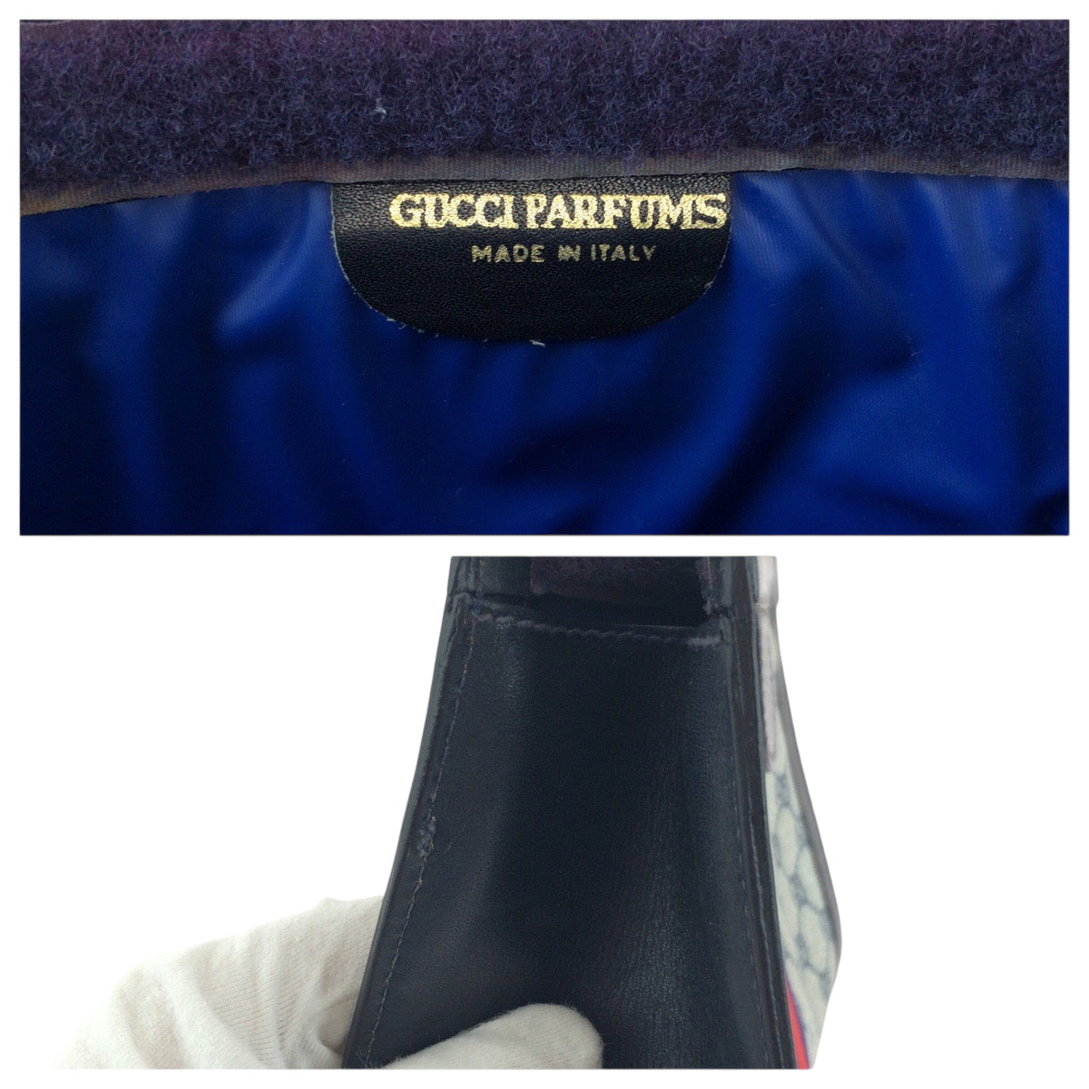 GUCCI Clutch bag GG Supreme Canvas Gray navy Clutch bag business bag Sherry line Women