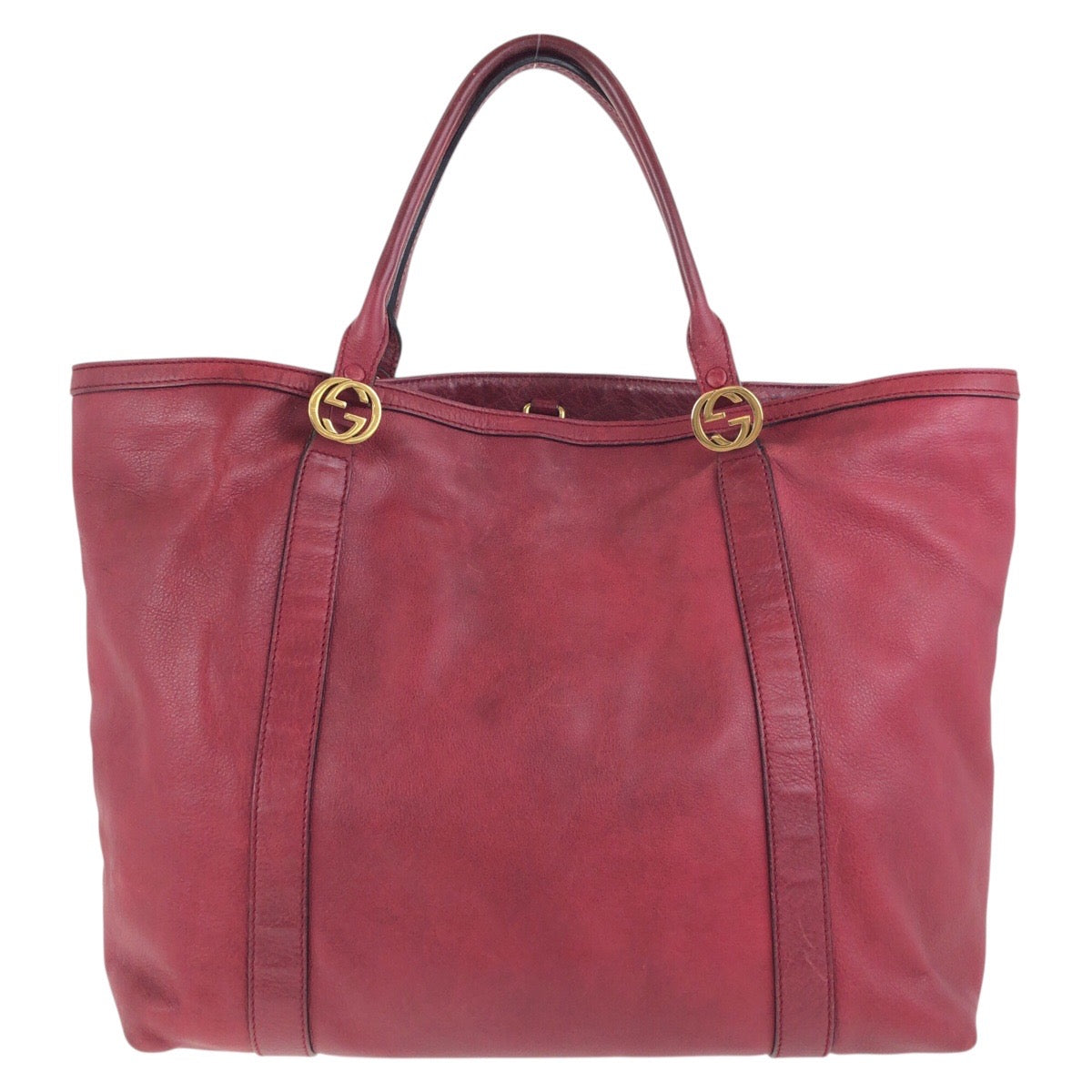 GUCCI Tote Bag 336756 leather Red Gold Metal Tote Bag Shoulder Bag Interlocking Women