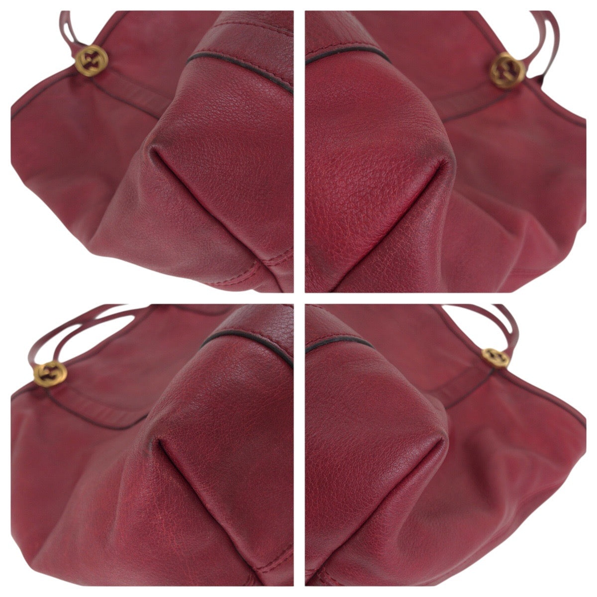 GUCCI Tote Bag 336756 leather Red Gold Metal Tote Bag Shoulder Bag Interlocking Women