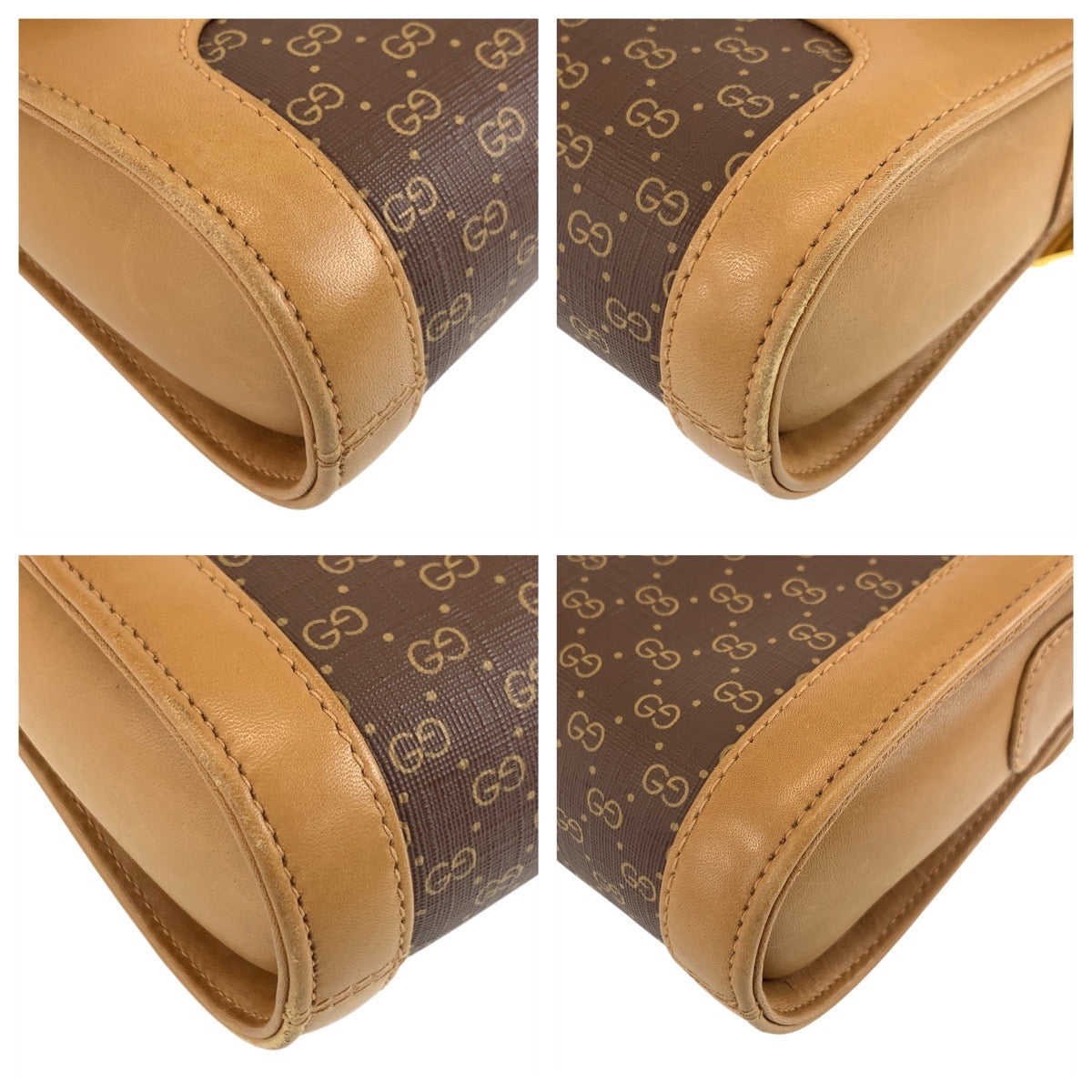 GUCCI Shoulder Bag 001 414 1161 PVC, Leather Brown Gold Metal Shoulder Bag pochette Micro GG Old Gucci Women