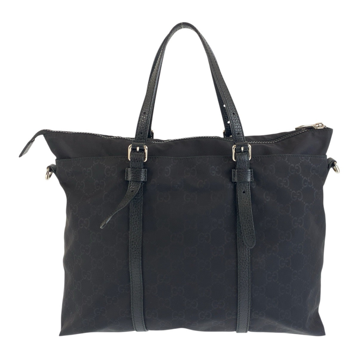 GUCCI Tote Bag 387067 Nylon Black SilverMetal Tote Bag Shoulder Bag 2way Business Bag GG pattern mens