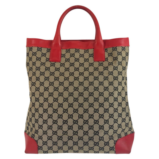 GUCCI Tote Bag 002 1121 GG canvas, leather Beige red Women