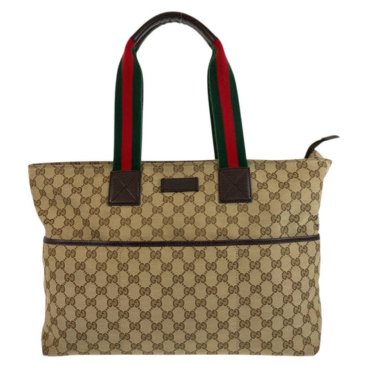 GUCCI Tote Bag 155524 GG canvas Beige brown Tote Bag Shoulder Bag Sherry line Women