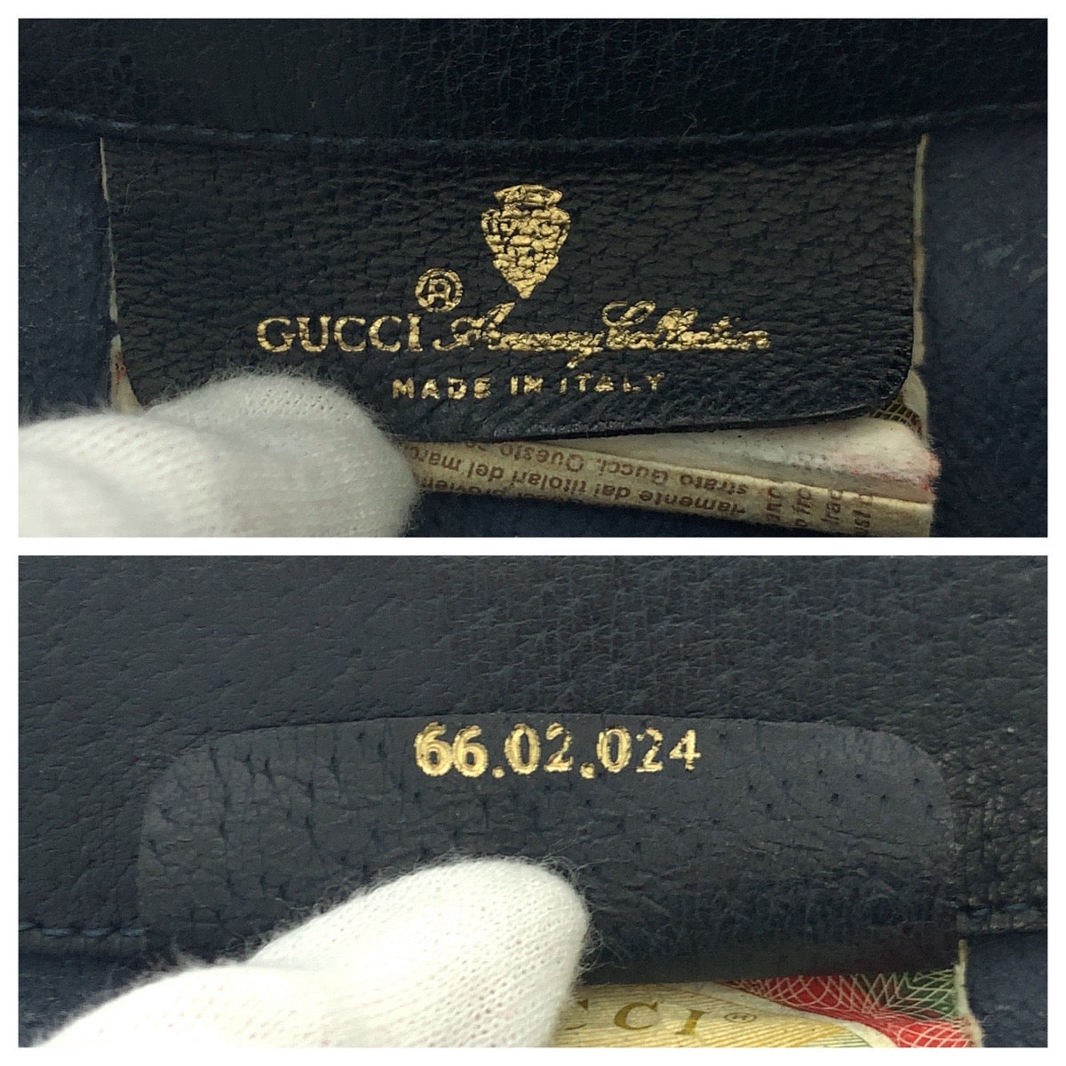 GUCCI Shoulder Bag 66 02 024 GG Supreme Canvas Navy Gray Gold Metal Shoulder Bag pochette Old Gucci Shelly Line Women