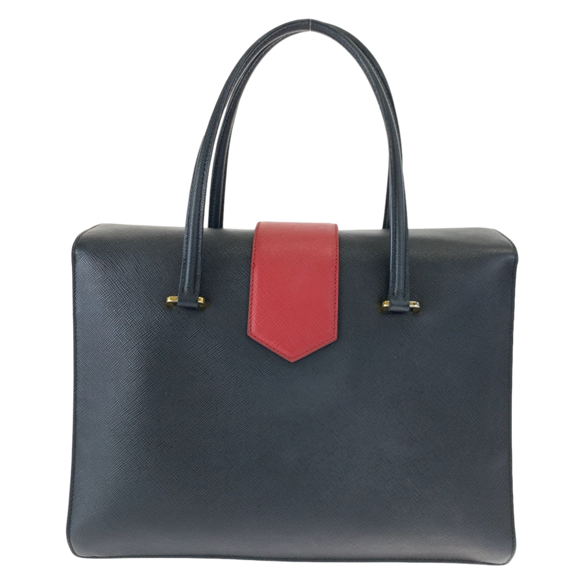 PRADA Handbag B2725C leather Black Red Gold Metal Handbag Tote Bag Safiano Women