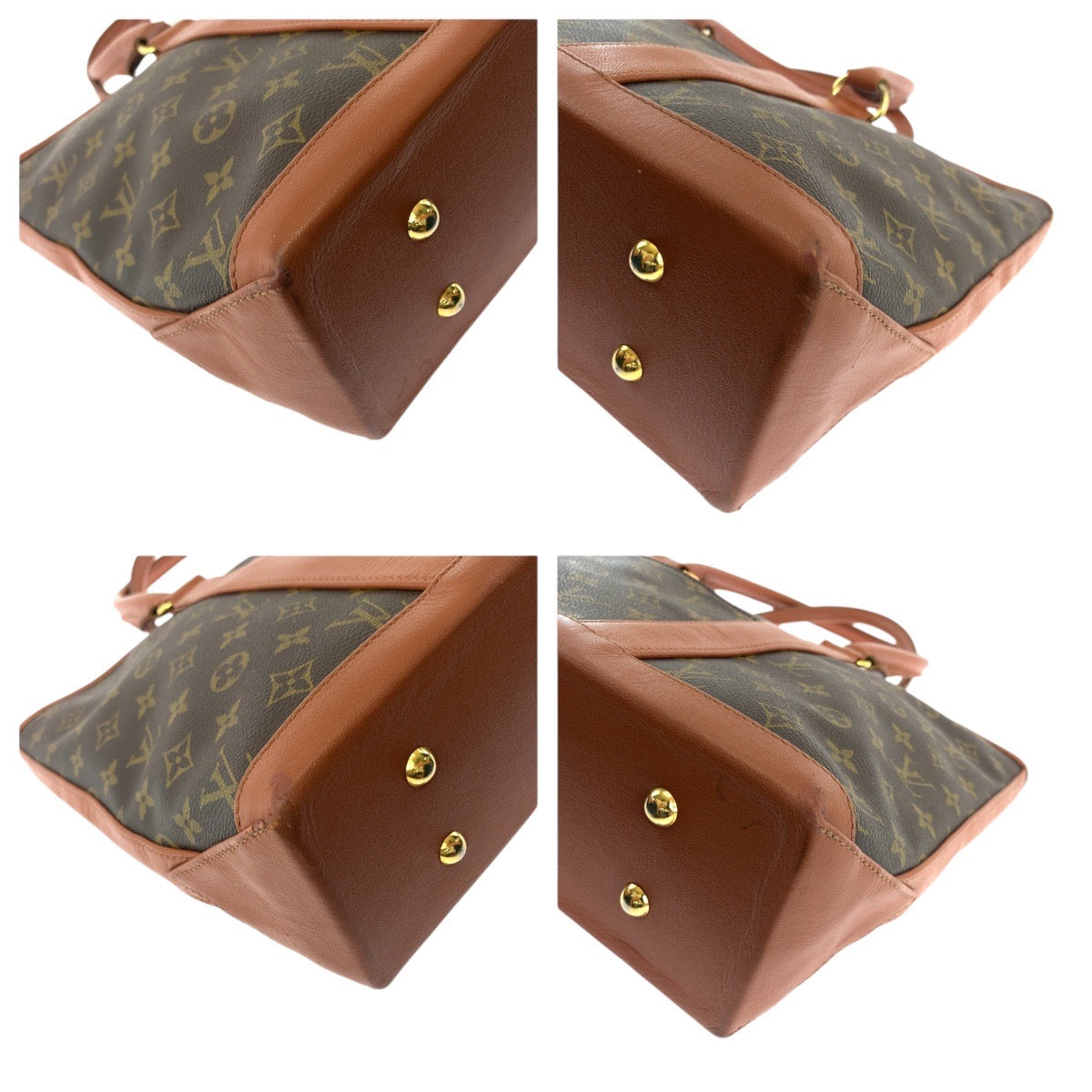LOUIS VUITTON Tote Bag PVC, Leather Brown Gold Metal Tote Bag Shoulder Bag Monogram suck weekend Women