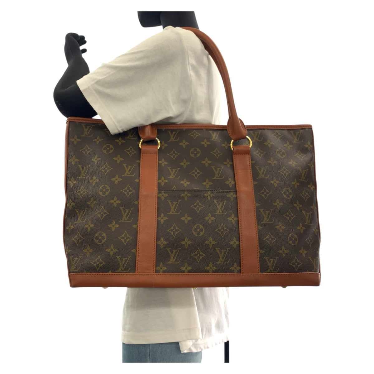 LOUIS VUITTON Tote Bag PVC, Leather Brown Gold Metal Tote Bag Shoulder Bag Monogram suck weekend Women