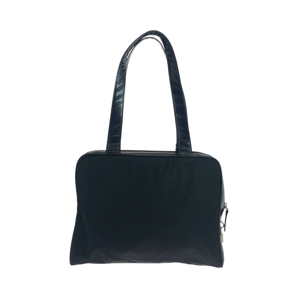 PRADA Tote Bag Nylon Black SilverMetal Tote Bag Shoulder Bag Test Triangle With logo Women